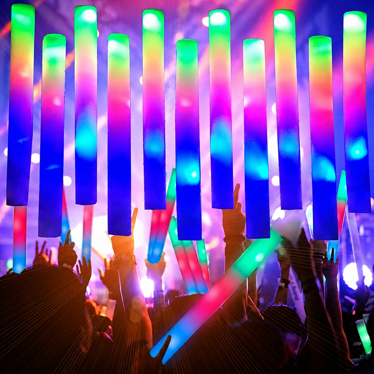 Colorful LED Foam Glow Sticks With Flashing Modes