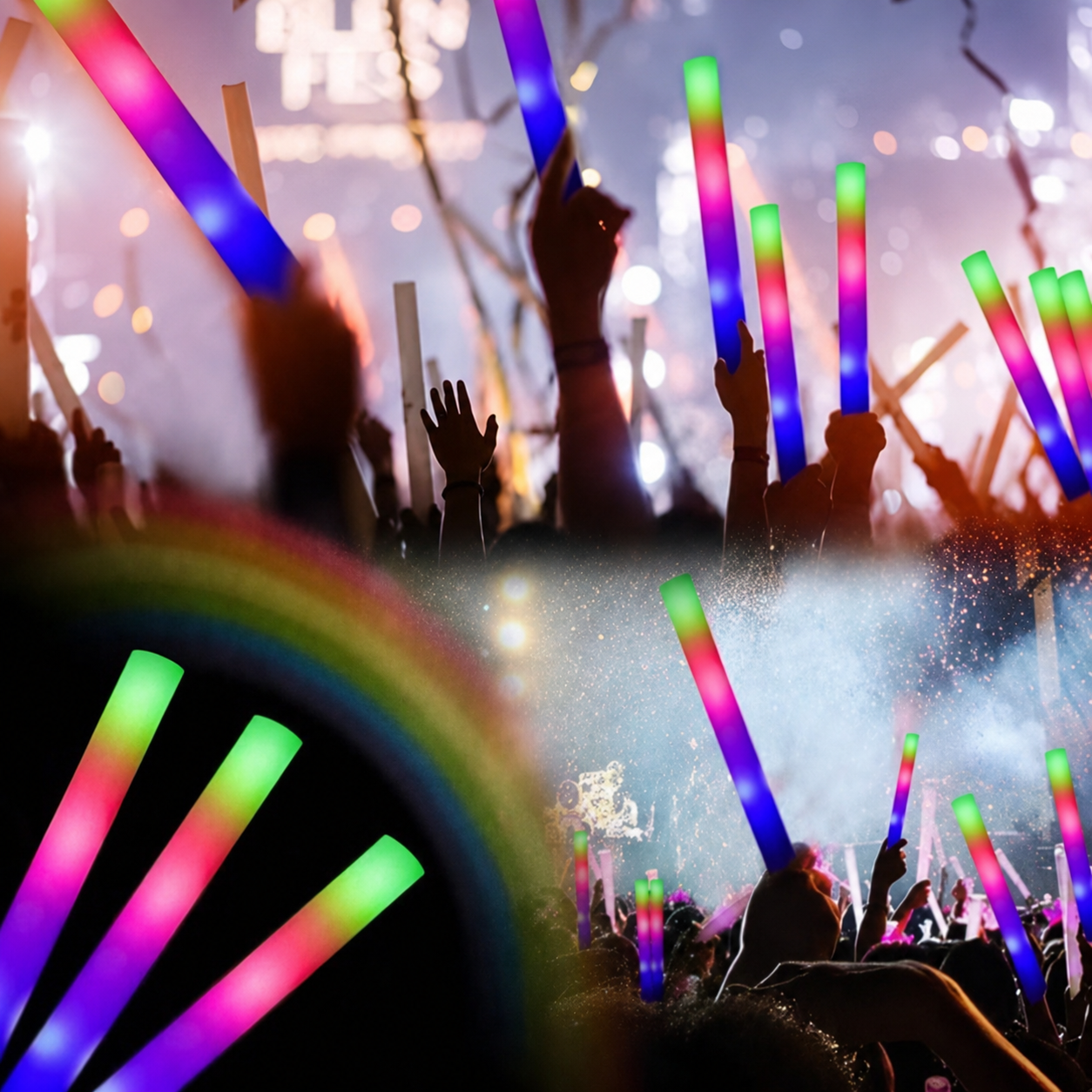 Colorful LED Foam Glow Sticks With Flashing Modes