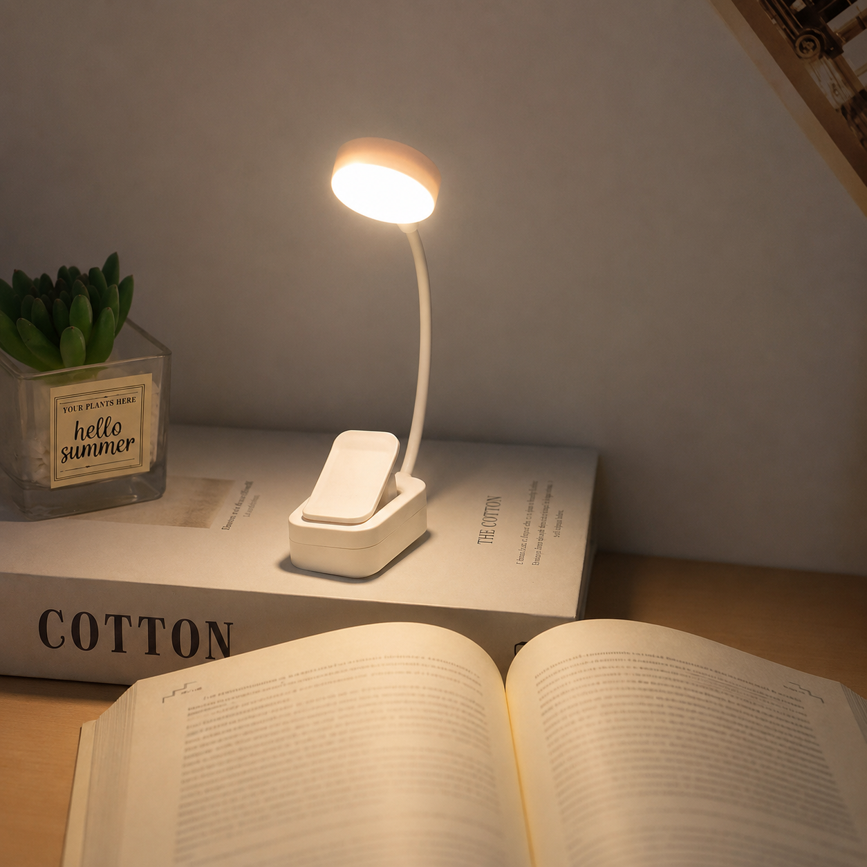 Rechargeable Clip On Reading Lamp With 4 LEDs