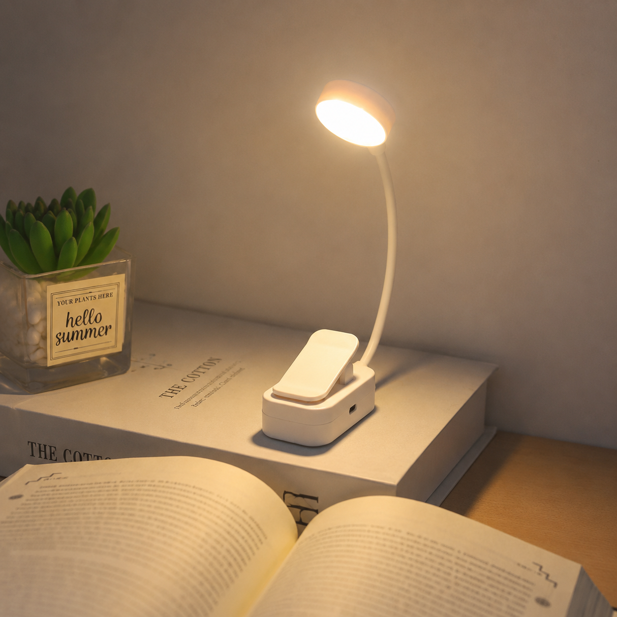 Rechargeable Clip On Reading Lamp With 4 LEDs