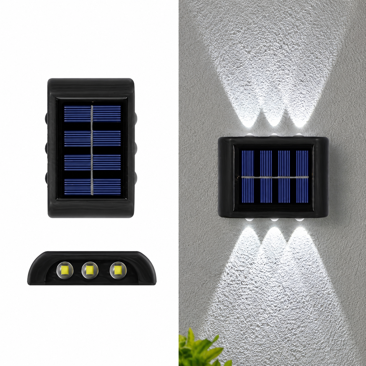 LED Solar Fence Outdoor Dual Head Solar Wall Lights 