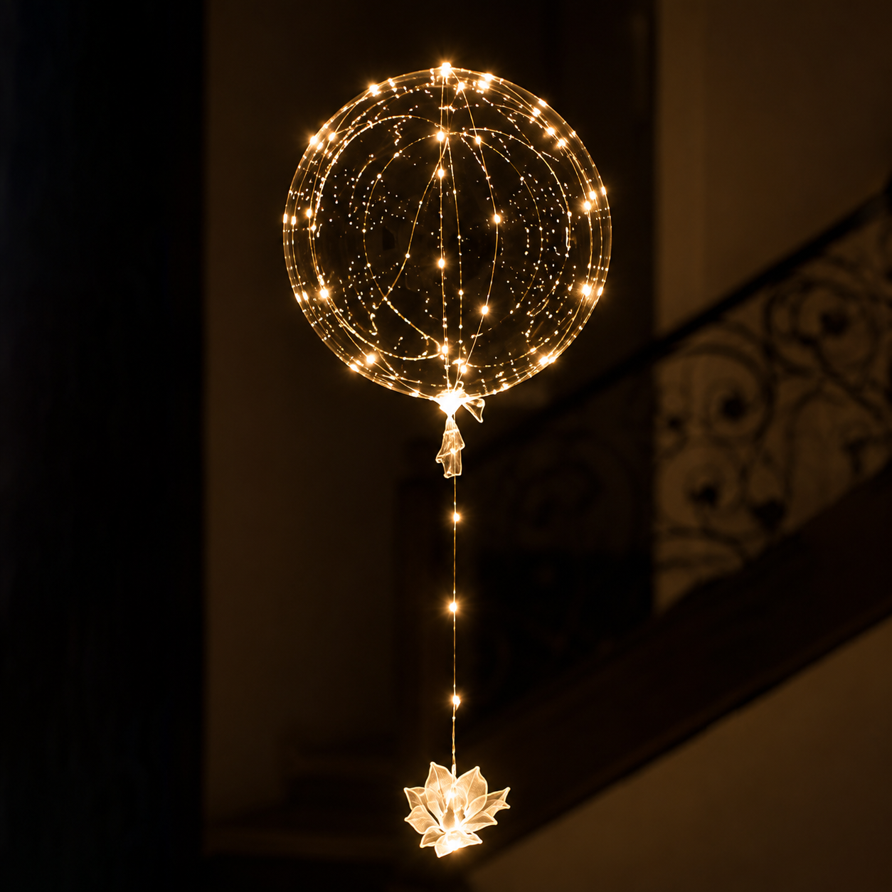 LED Balloon String Lights With Transparent Bobo Ball Design For Party
