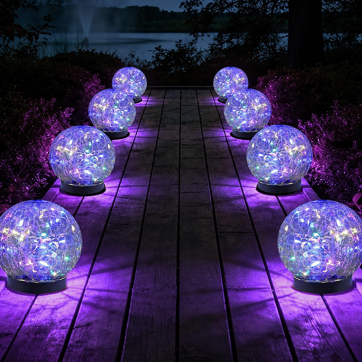 Solar Cracked Glass Globe Lights For Outdoor Garden