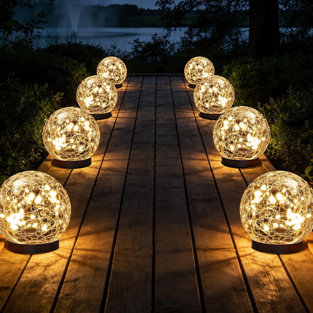 Solar Cracked Glass Globe Lights For Outdoor Garden