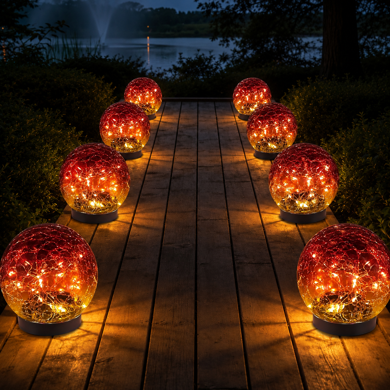 Solar Cracked Glass Globe Lights For Outdoor Garden