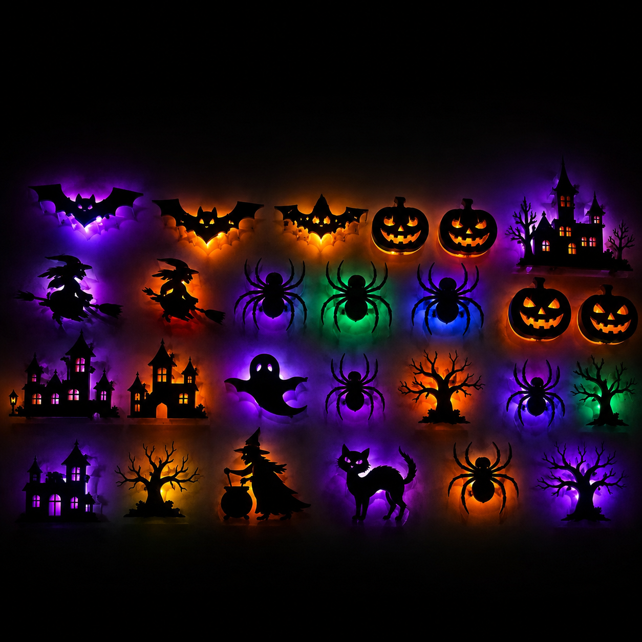 3D LED Halloween Wall Decor Lights With Glowing LED Silhouette Decorations