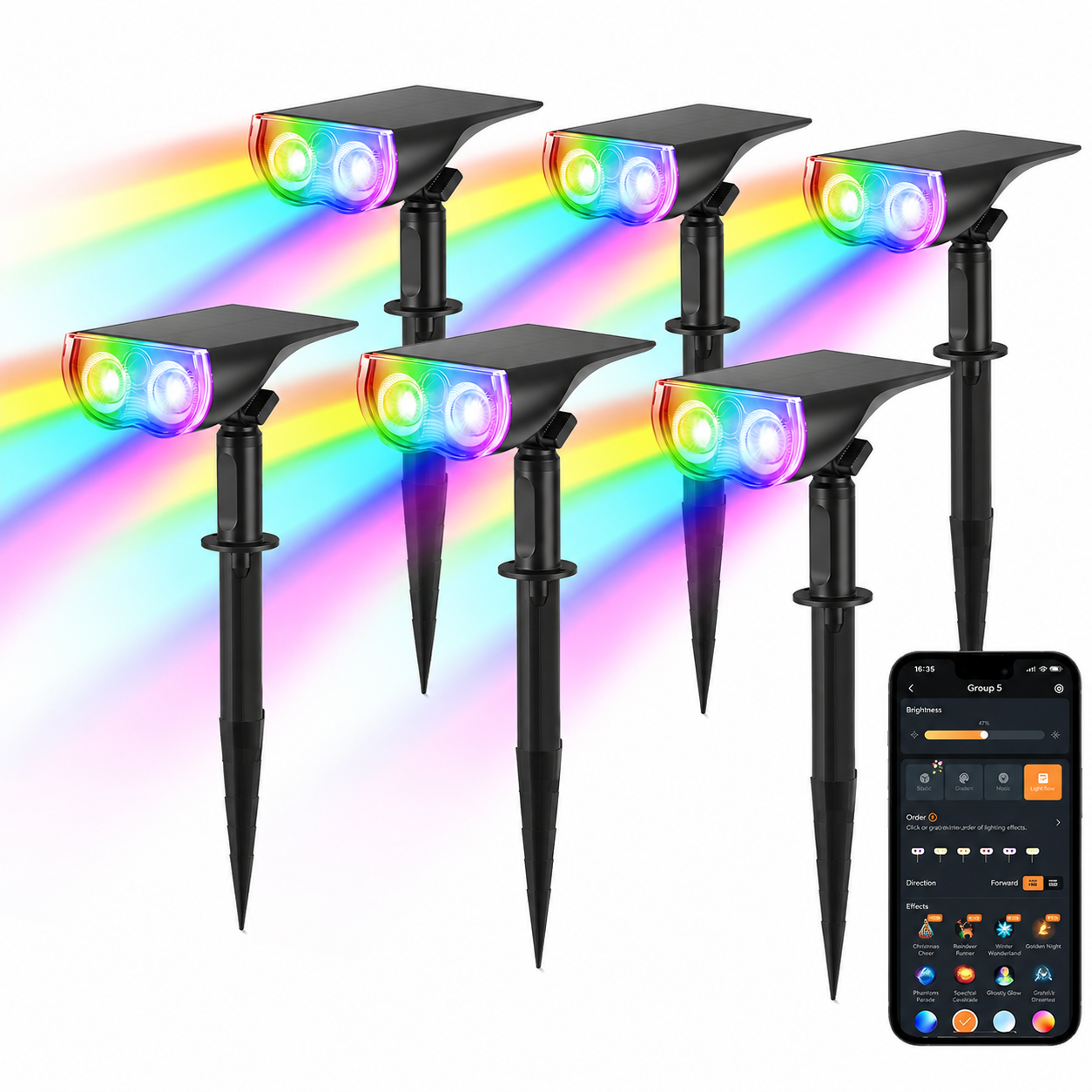 Smart Solar Landscape Halloween Themed RGB Spotlights With App Control and Color Modes