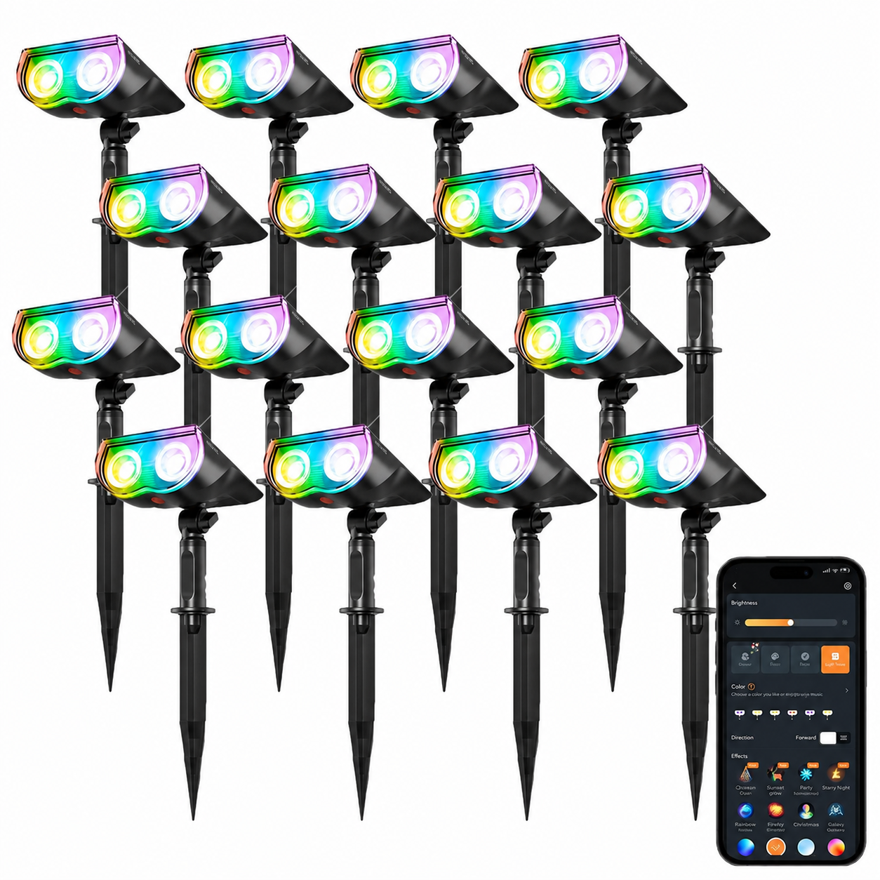 Smart Solar Landscape Halloween Themed RGB Spotlights With App Control and Color Modes