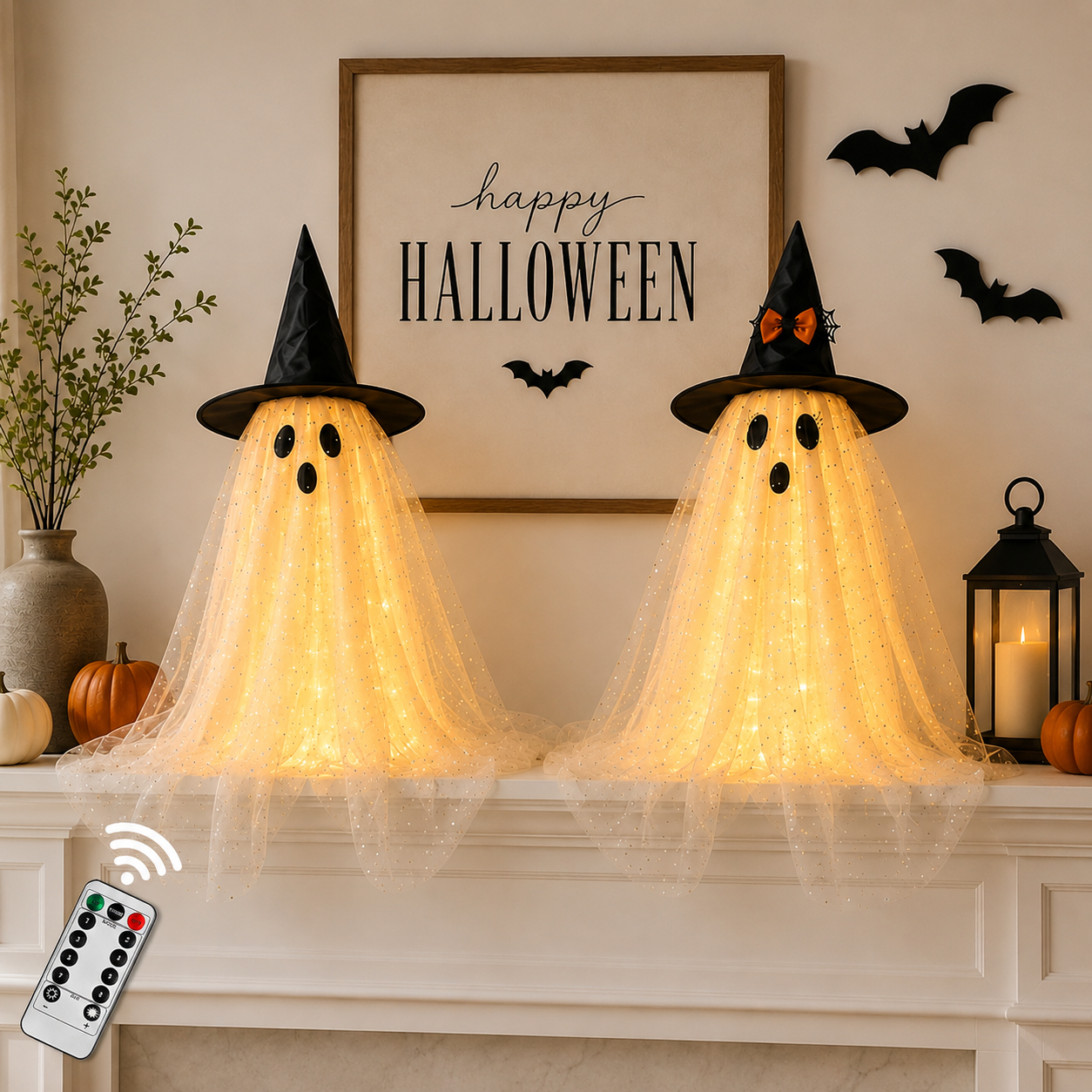 Halloween Figure With String Lights And Remote Control For Indoor Table Decor