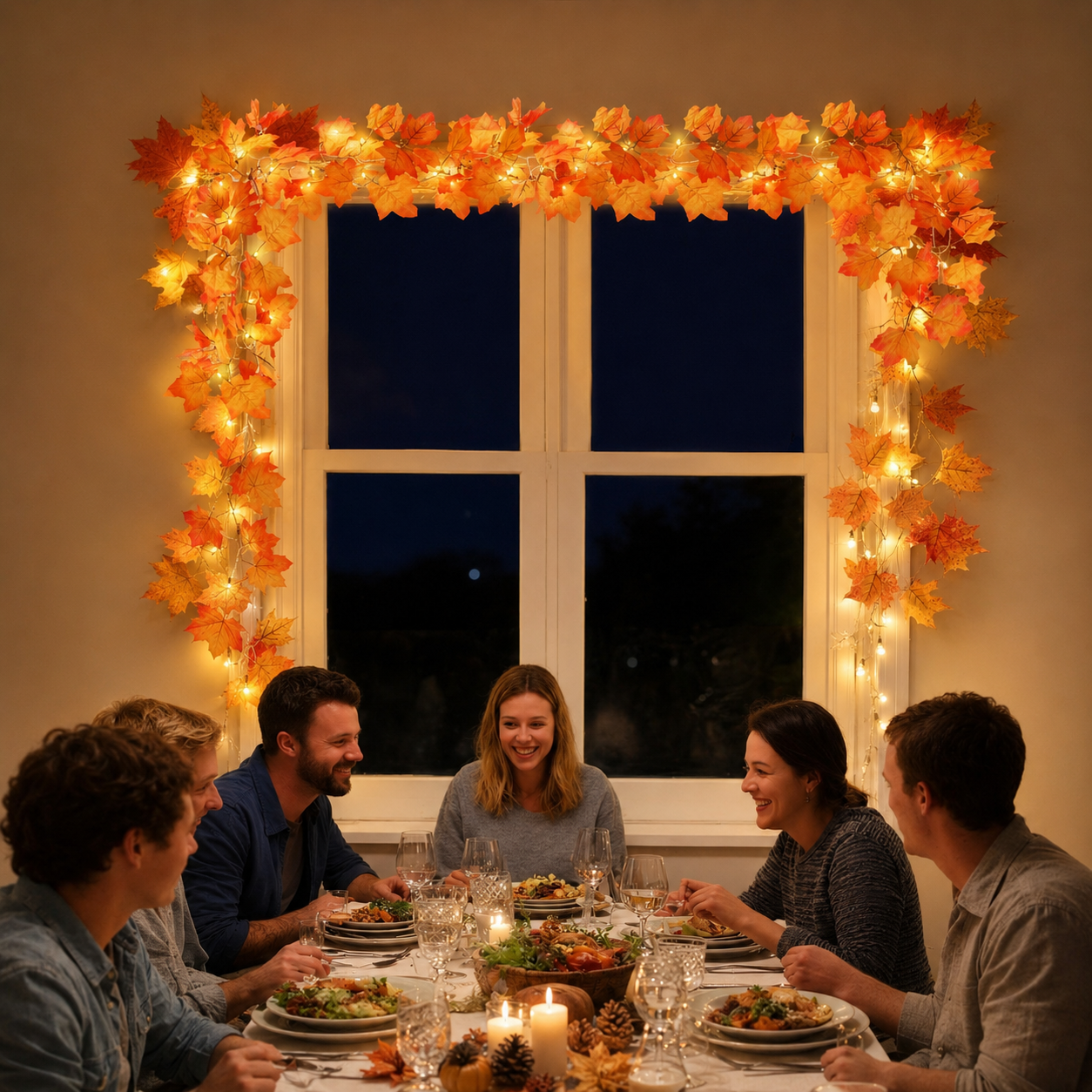 Pack Of 3 Dual Leaves Fall Garland With Lights