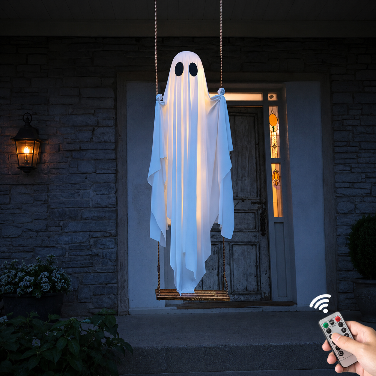 5 FT Hanging Swing Figure With String Lights For Halloween Yard Decor