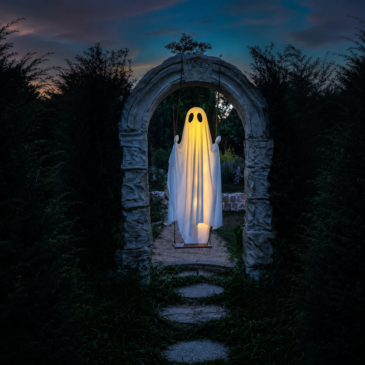 5 FT Hanging Swing Figure With String Lights For Halloween Yard Decor