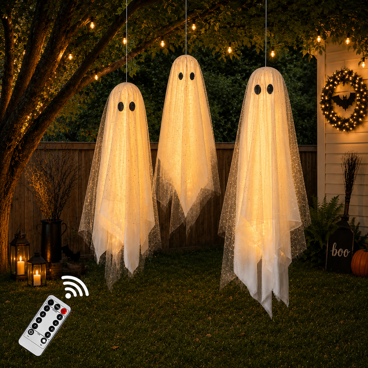 Halloween Figure With String Lights And Remote Control For Indoor Table Decor