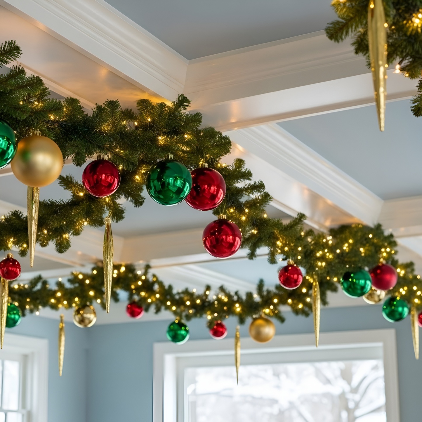 Christmas Hallway Ceiling Lights With Ornaments