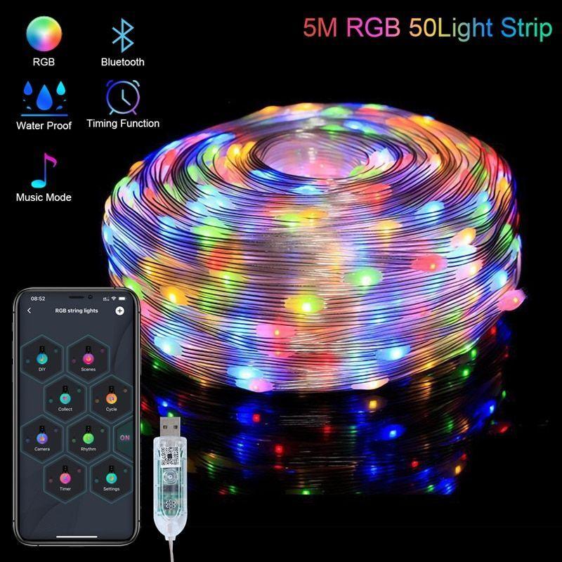 RGB LED Strip Lights - Music Sync Bluetooth Smart Decoration-Solar Wind LED Chime