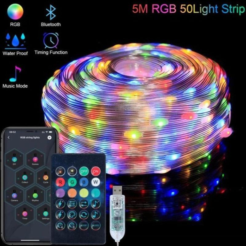 RGB LED Strip Lights - Music Sync Bluetooth Smart Decoration-Solar Wind LED Chime