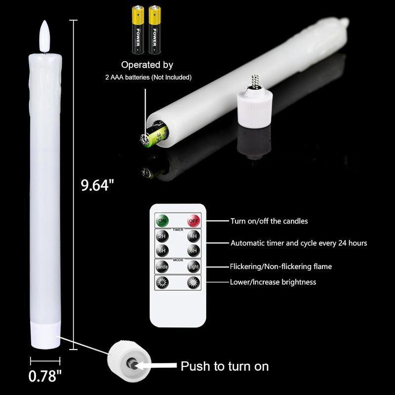 Wax Flameless Taper Candles – Realistic Flickering Effect-Solar Wind LED Chime