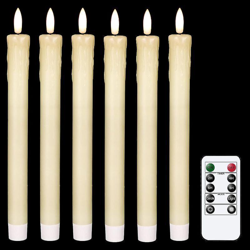Flameless Taper Candles –  Wax Flickering Remote Control-Solar Wind LED Chime