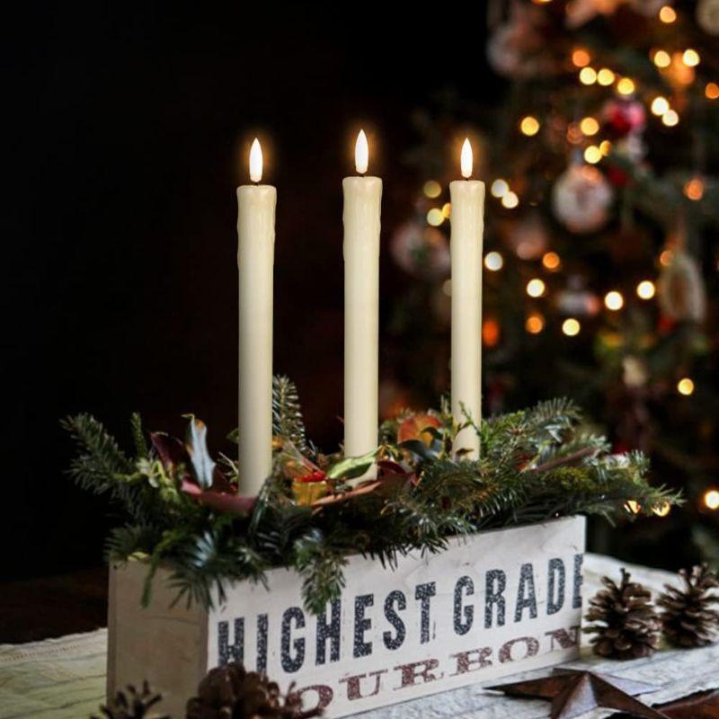 Flameless Taper Candles –  Wax Flickering Remote Control-Solar Wind LED Chime