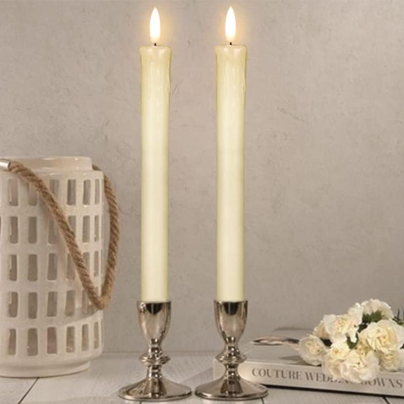 Flameless Taper Candles –  Wax Flickering Remote Control-Solar Wind LED Chime