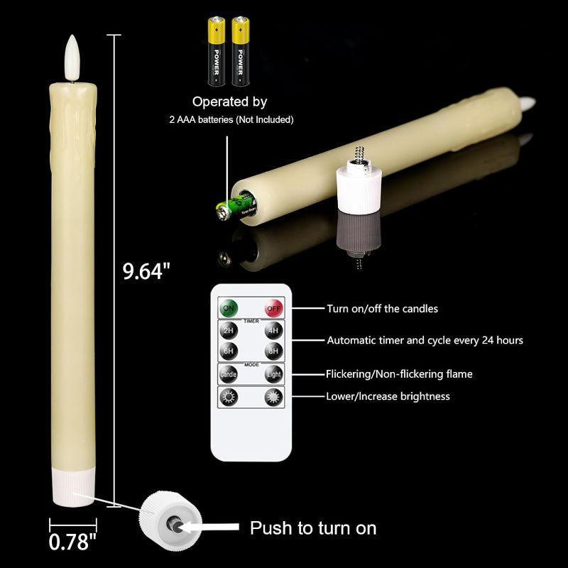 Flameless Taper Candles –  Wax Flickering Remote Control-Solar Wind LED Chime