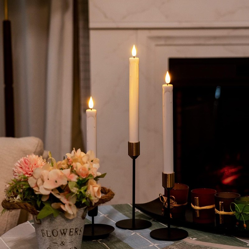 Flameless Taper Candles With Remote Timer Dimmer
