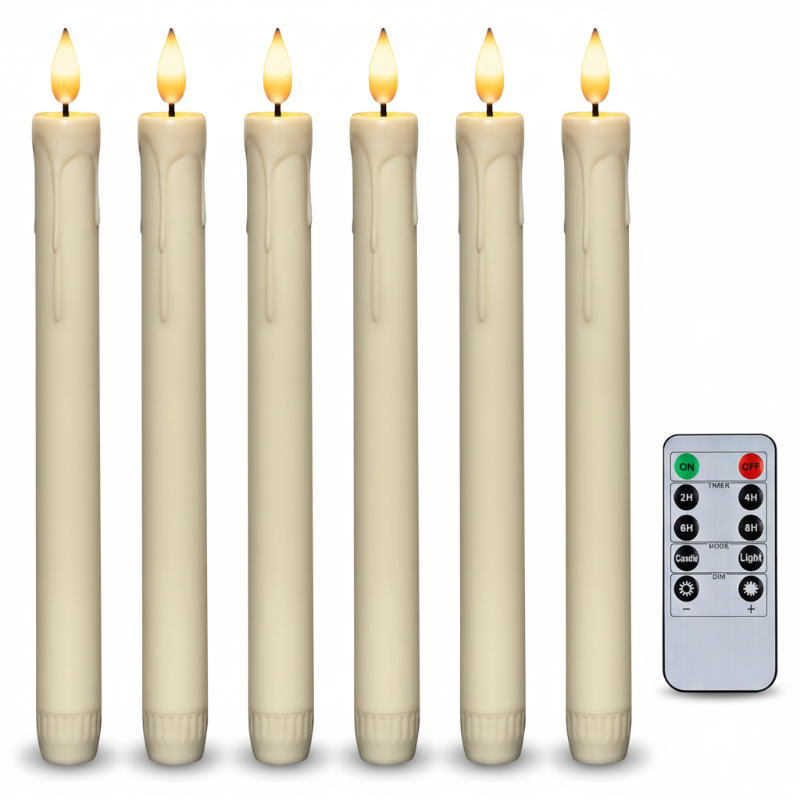 Flameless Taper Candles With Remote Timer Dimmer