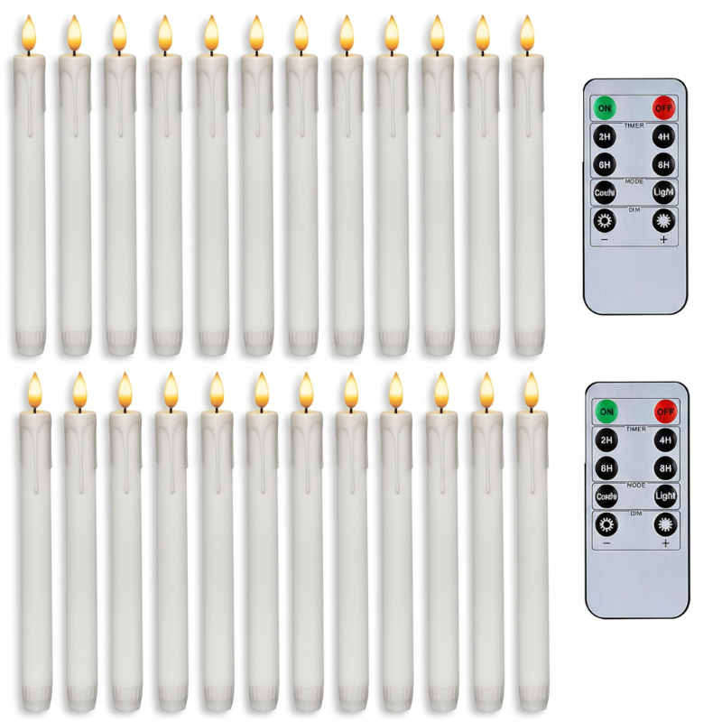Flameless Taper Candles With Remote Timer Dimmer