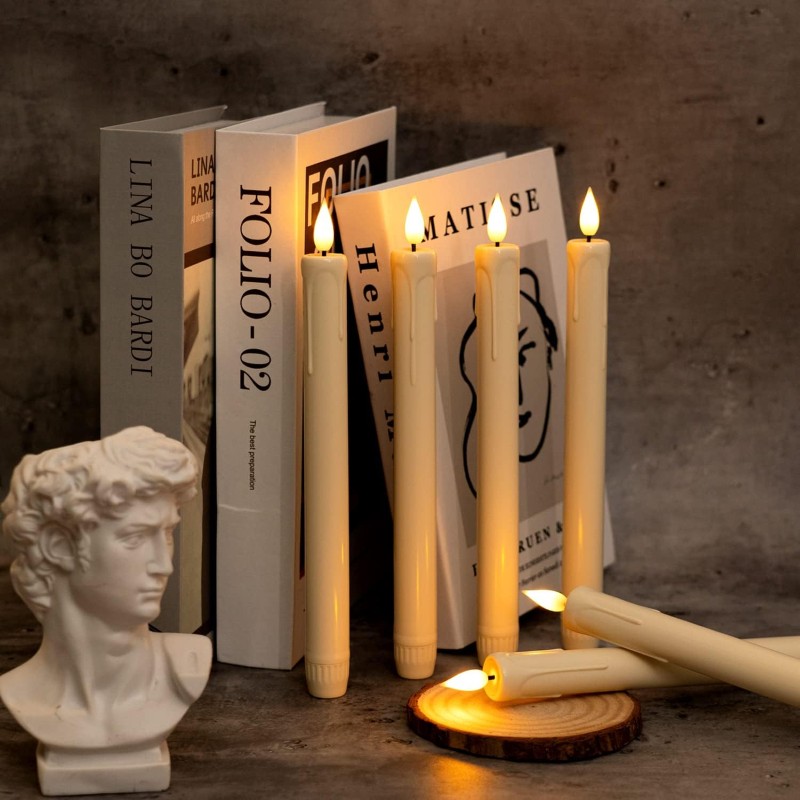 Flameless Taper Candles With Remote Timer Dimmer