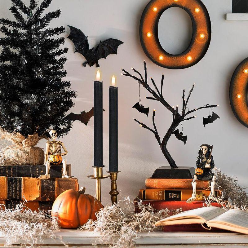 Flameless Black Taper Candles – Flickering LED Remote Control-Solar Wind LED Chime