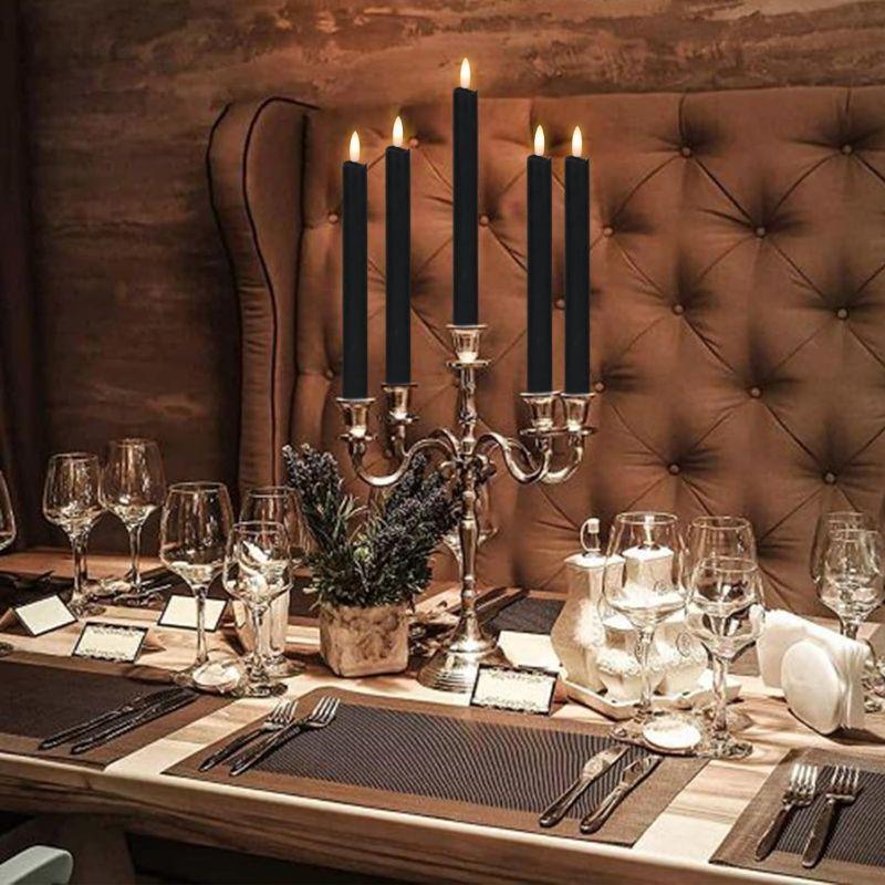 Flameless Black Taper Candles – Flickering LED Remote Control-Solar Wind LED Chime