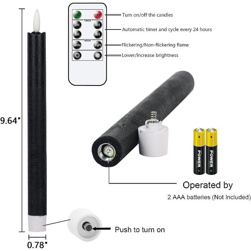 Flameless Black Taper Candles – Flickering LED Remote Control-Solar Wind LED Chime