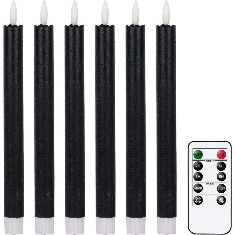 Flameless Black Taper Candles – Flickering LED Remote Control-Solar Wind LED Chime