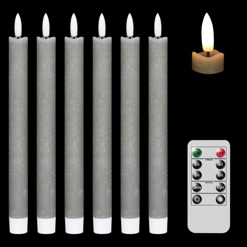 Flickering Gray Taper Candles – Elegant Flameless Home Decor-Solar Wind LED Chime