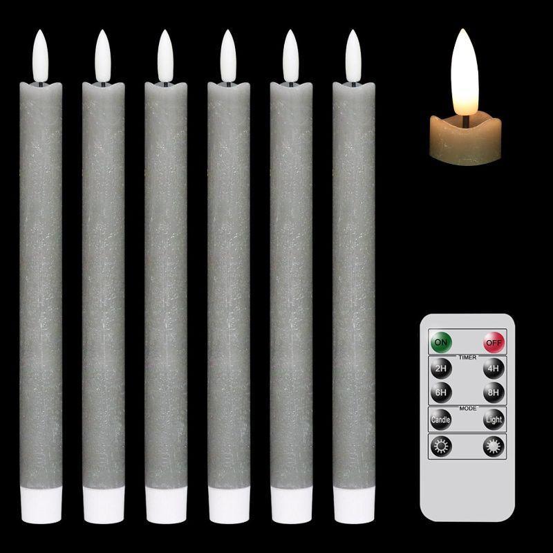 Flickering Gray Taper Candles – Elegant Flameless Home Decor-Solar Wind LED Chime