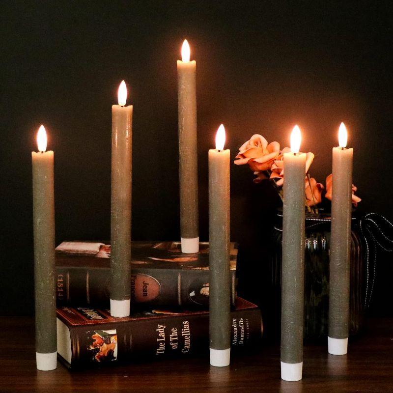 Flickering Gray Taper Candles – Elegant Flameless Home Decor-Solar Wind LED Chime