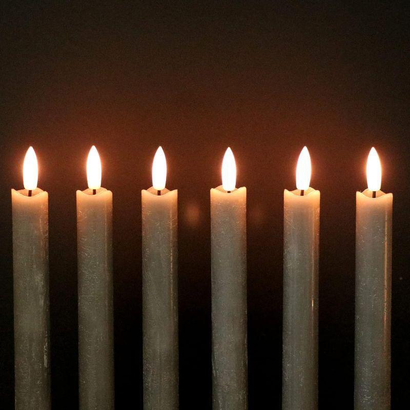 Flickering Gray Taper Candles – Elegant Flameless Home Decor-Solar Wind LED Chime