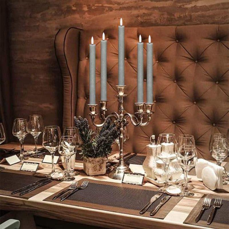 Flickering Gray Taper Candles – Elegant Flameless Home Decor-Solar Wind LED Chime