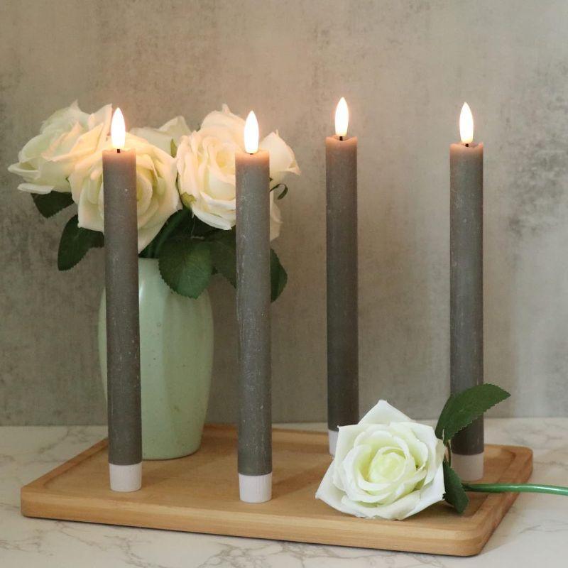 Flickering Gray Taper Candles – Elegant Flameless Home Decor-Solar Wind LED Chime