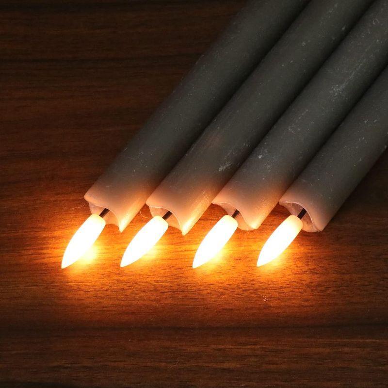 Flickering Gray Taper Candles – Elegant Flameless Home Decor-Solar Wind LED Chime
