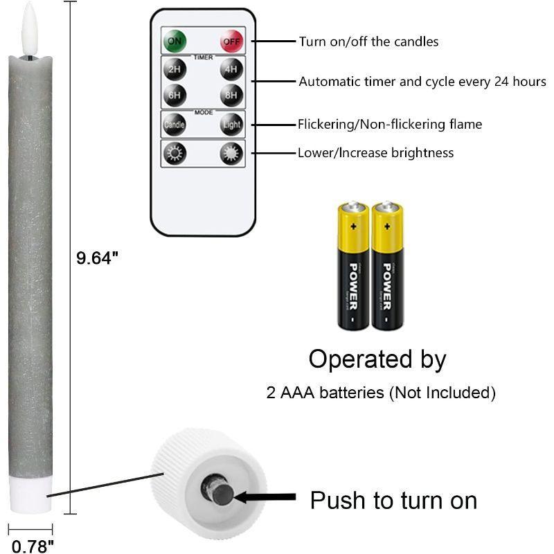 Flickering Gray Taper Candles – Elegant Flameless Home Decor-Solar Wind LED Chime