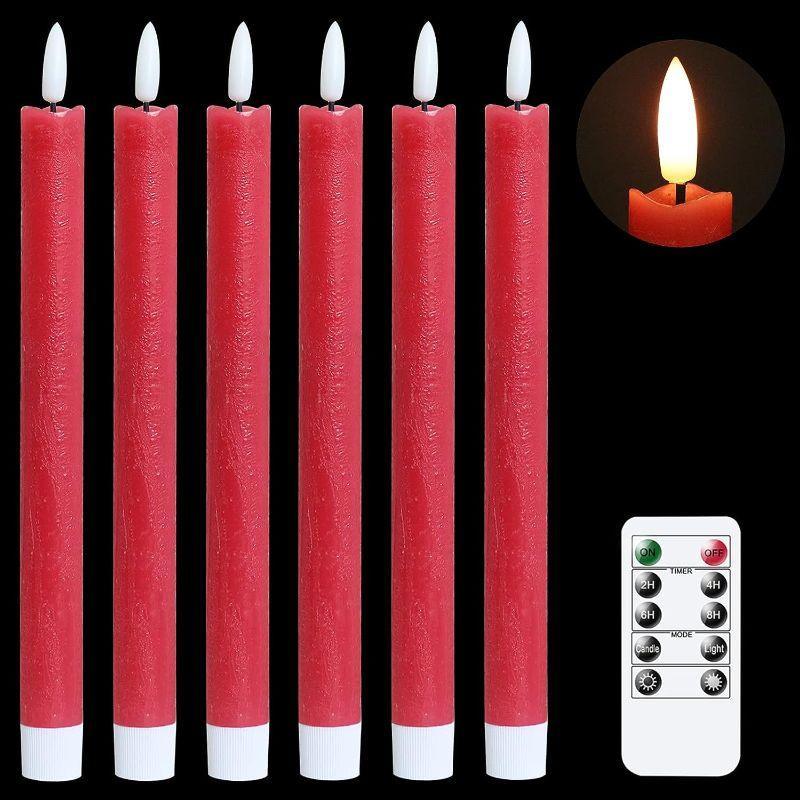 Flameless Red Taper Candles – Flickering LED Remote Control-Solar Wind LED Chime