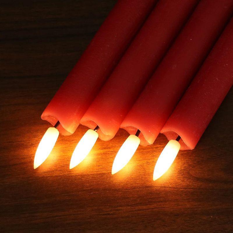 Flameless Red Taper Candles – Flickering LED Remote Control-Solar Wind LED Chime