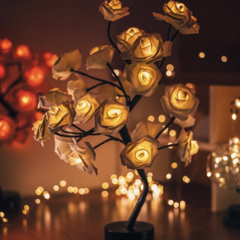 Forever Rose Tree Lamp – Elegant Floral LED Room Decor-Solar Wind LED Chime