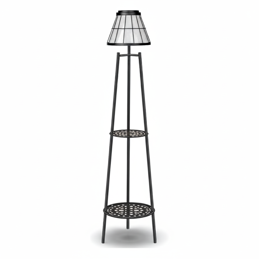 Outdoor Floor Lamps with 2 Tier Plant Stand