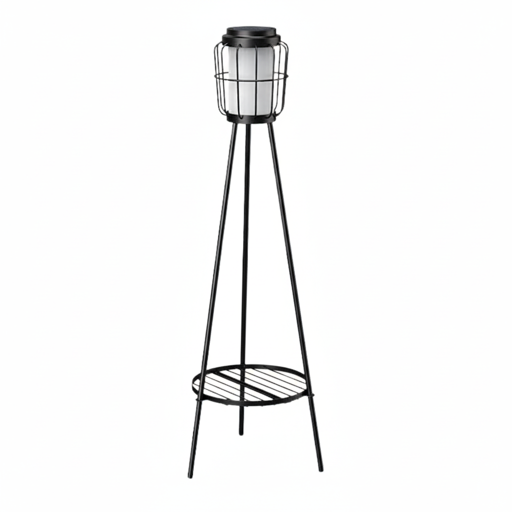Pack Of 2 Solar Outdoor Floor Lamps With Plant Stands