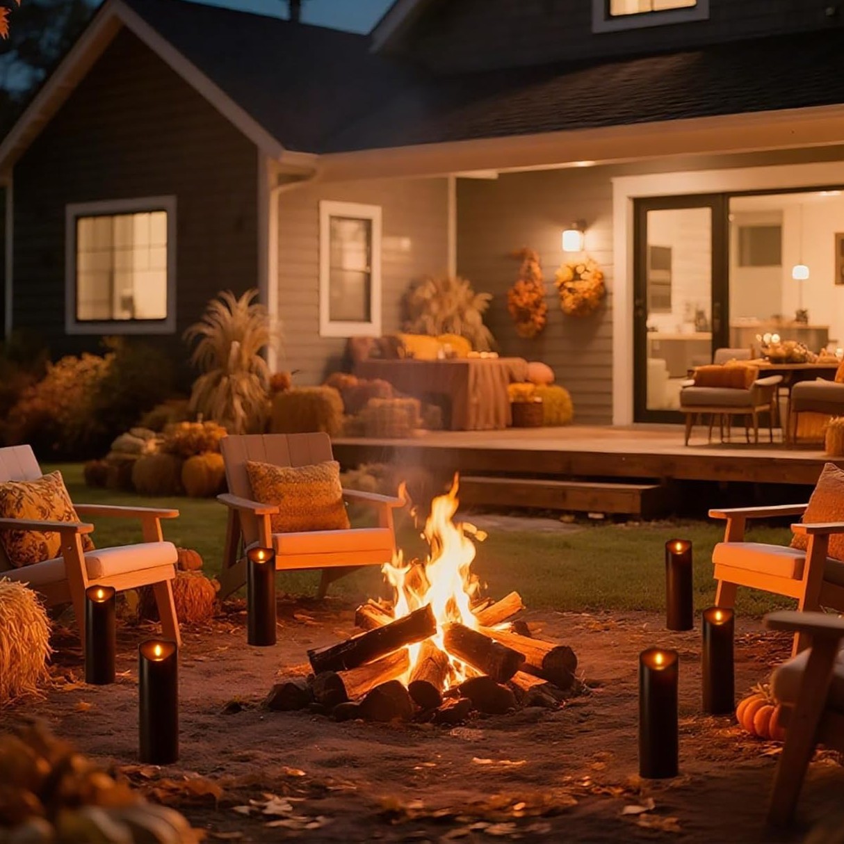 Halloween Orange Flameless Candles Battery Operated With Remote Control And Timer