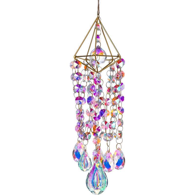 Handcrafted Crystal Suncatcher - For Window And Garden Décor-Solar Wind LED Chime