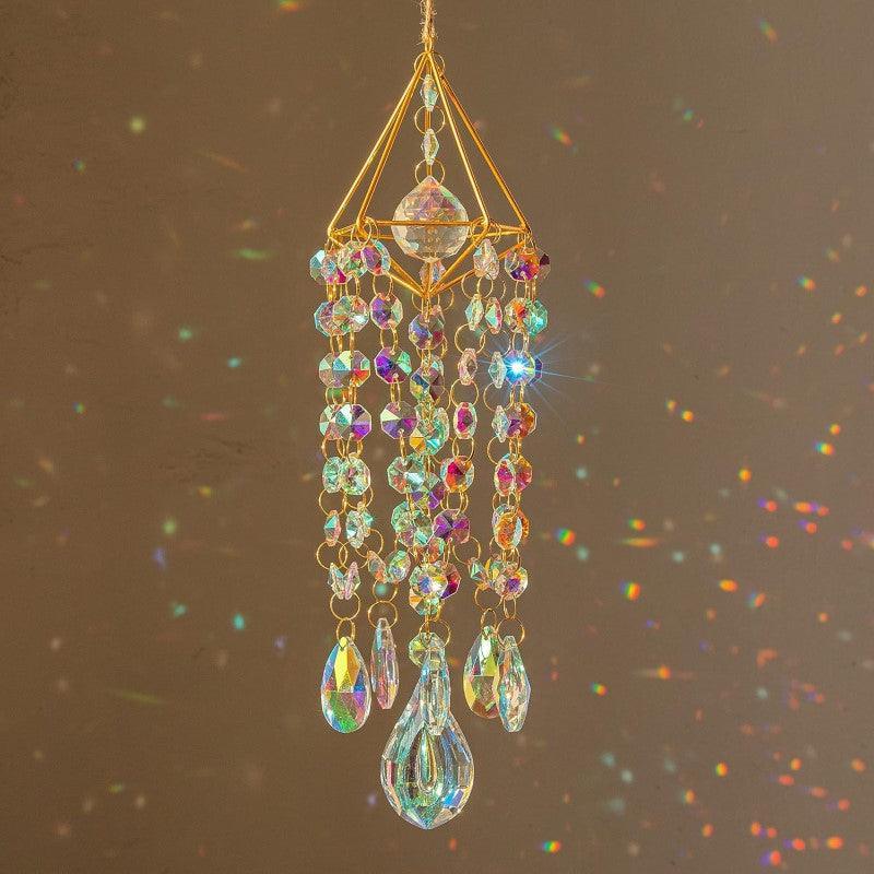 Handcrafted Crystal Suncatcher - For Window And Garden Décor-Solar Wind LED Chime