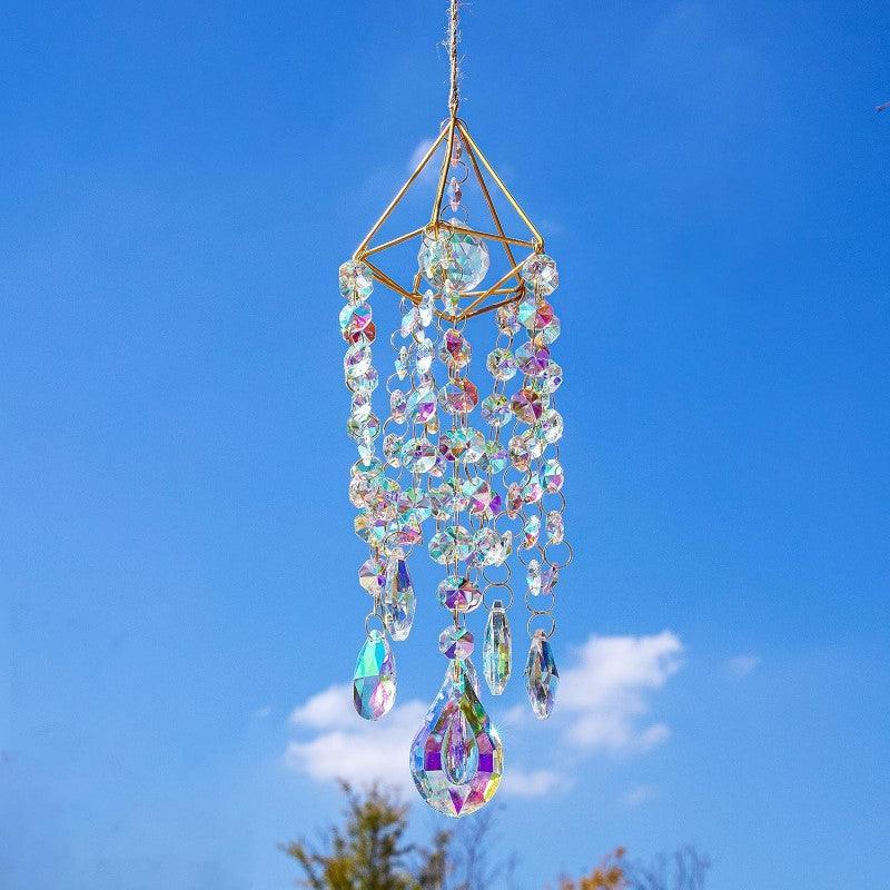 Handcrafted Crystal Suncatcher - For Window And Garden Décor-Solar Wind LED Chime